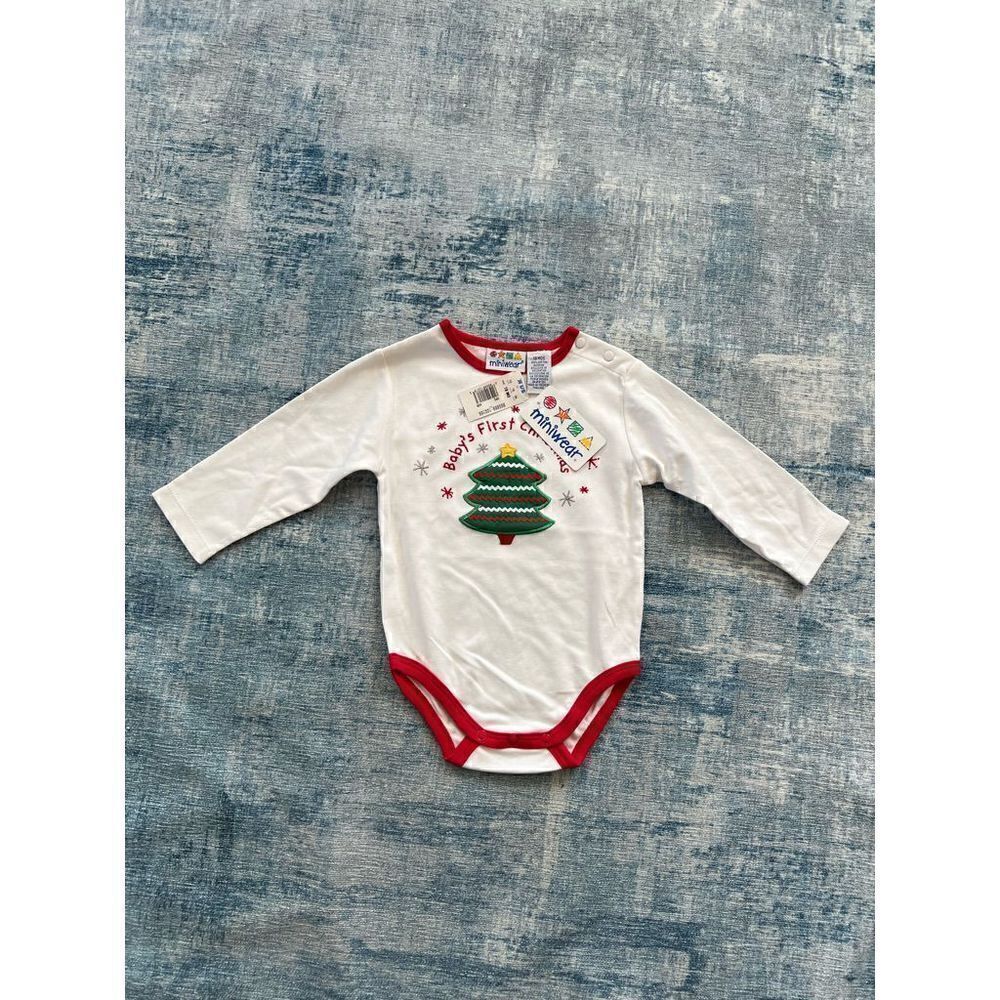 NWT! Miniwear Embroidered Christmas Long Sleeve Bodysuit 18 Months